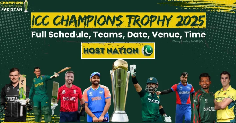 ICC Champions Trophy Time Table 2025 Hosted By Pakistan